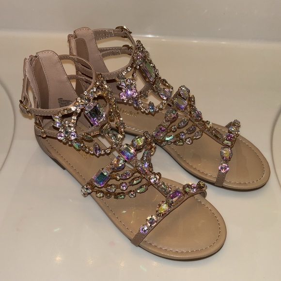 Embellished Tan Sandals - Picture 2 of 5
